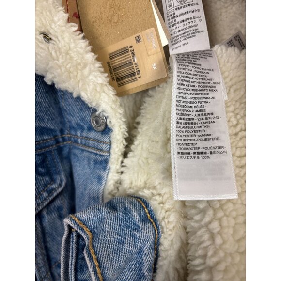 Levis Women's Denim Shine Theory Sherpa Jacket Size Extra Small Blue NWT's - Picture 7 of 8